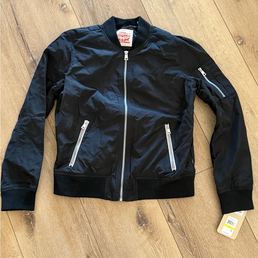 Levi's Womens Melanie Zip Detail Bomber Jacket In Black Size medium